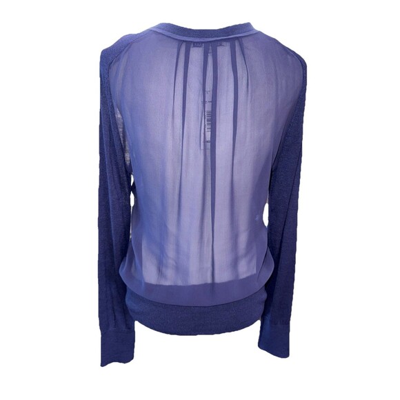 Luxury Silk Sheer Back Cardigan Navy Blue M Quiet Luxury Pendleton Chic. NWT - Picture 4 of 10